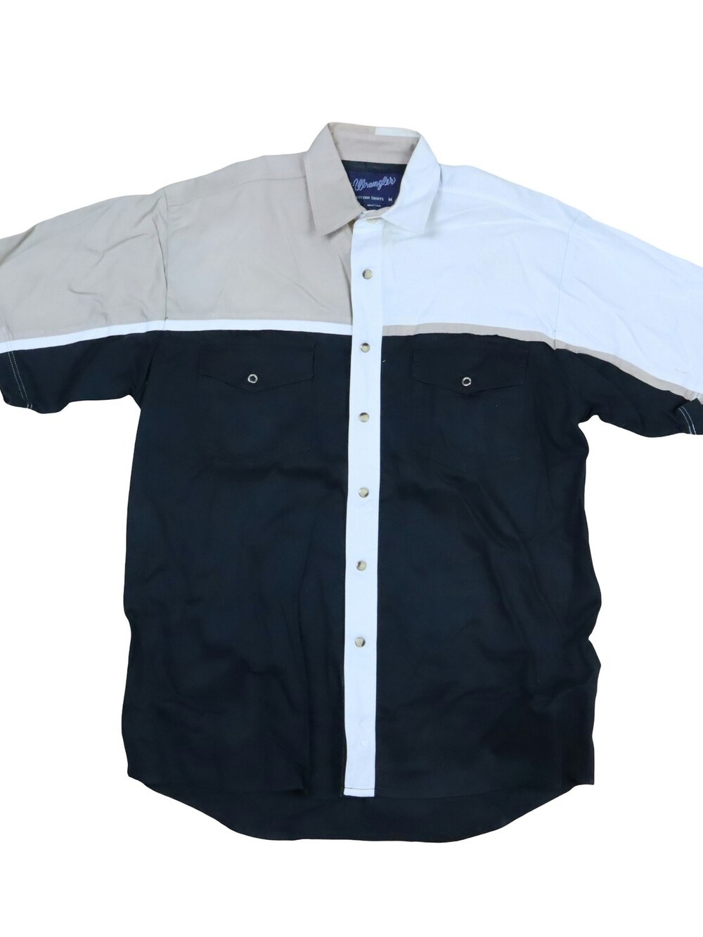 Vintage Wrangler Western Shirt Pearl Snap Button Colorblock Men's Medium
